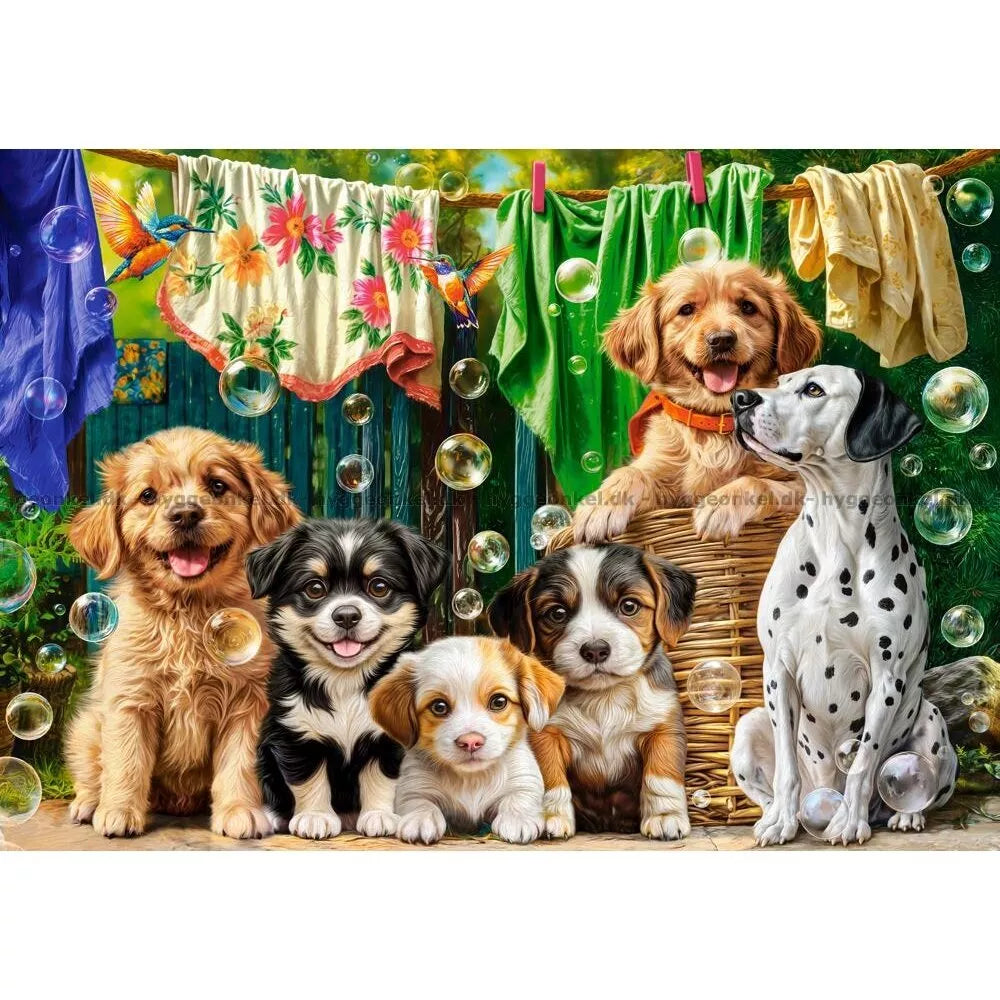 Castorland dėlionė Puppies, Laundry and Bird Antics 500 det
