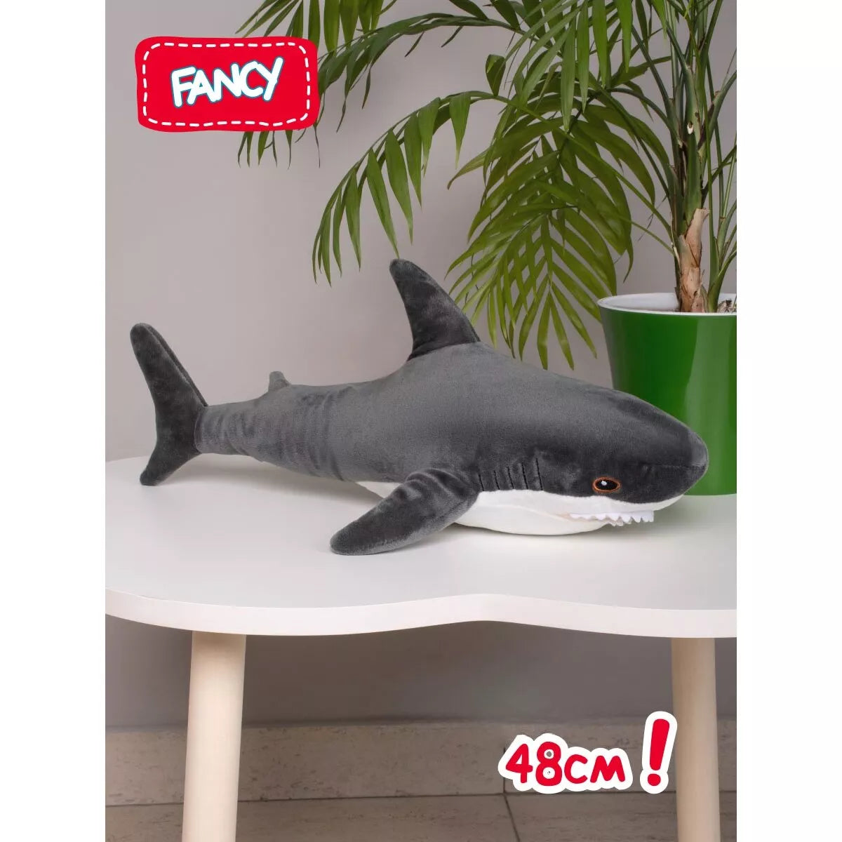 Fancy minkštas žaislas ryklys pilkas 47 cm