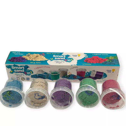 Genio kids išmanusis smėlis rinkinys 5 spalvos, 750 g