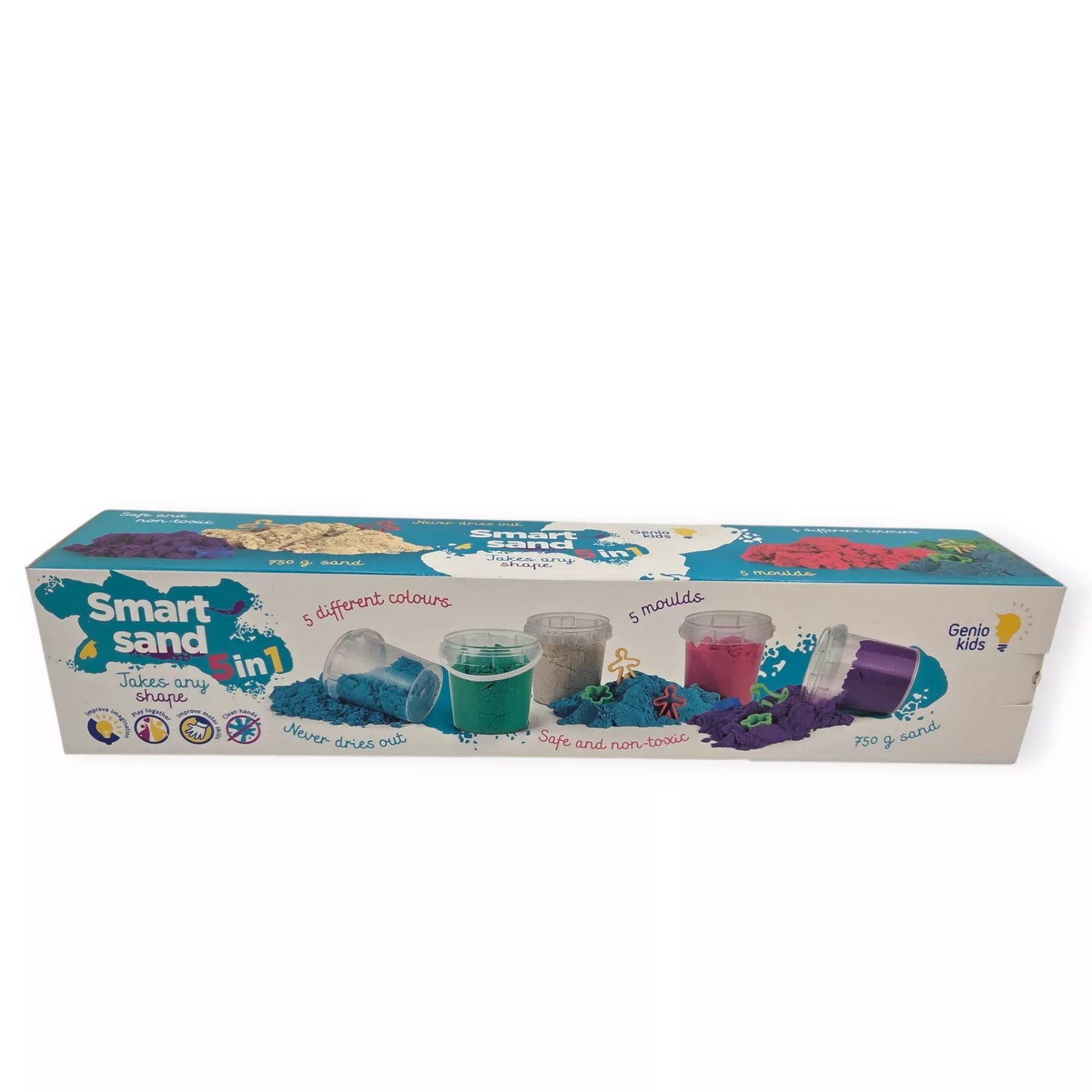 Genio kids išmanusis smėlis rinkinys 5 spalvos, 750 g