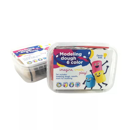 Genio kids plastilinas - modelinas 6 spalvos su formelėmis