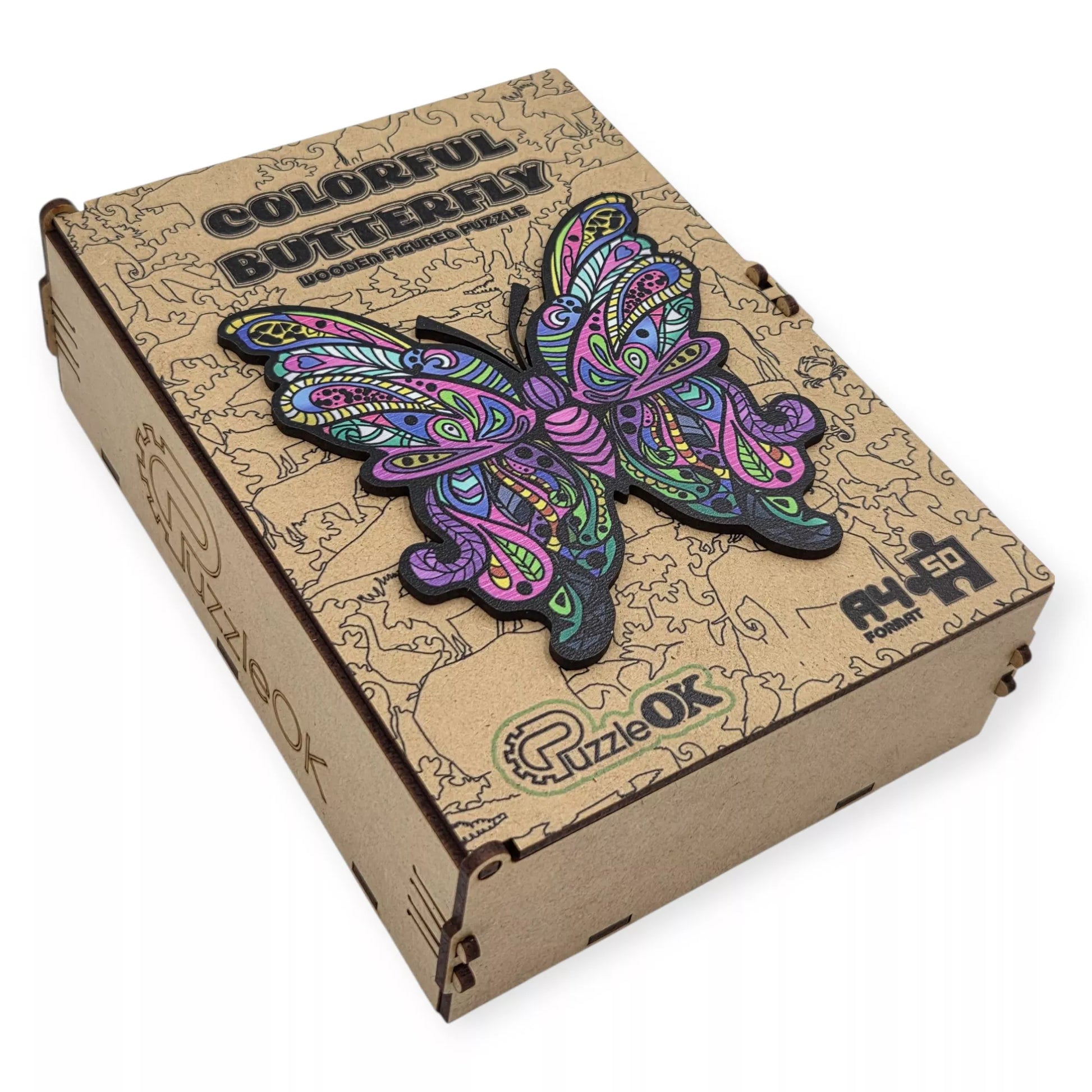 PUZZLEOK medinė dėlionė Spalvingas drugelis 68 det
