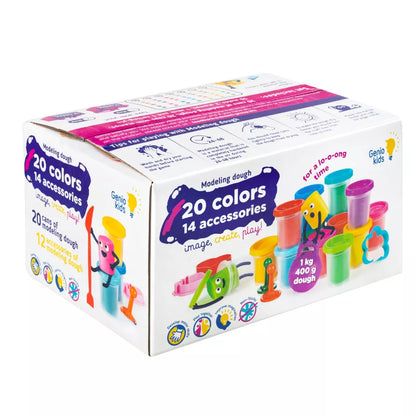 Natūralaus plastilino  modelino rinkinys Fantazijų puokštė Genio Kids 20 spalvų