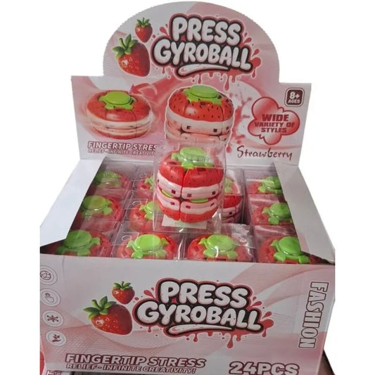 Press Gyroball – braškės formos sukamasis fidget žaislas