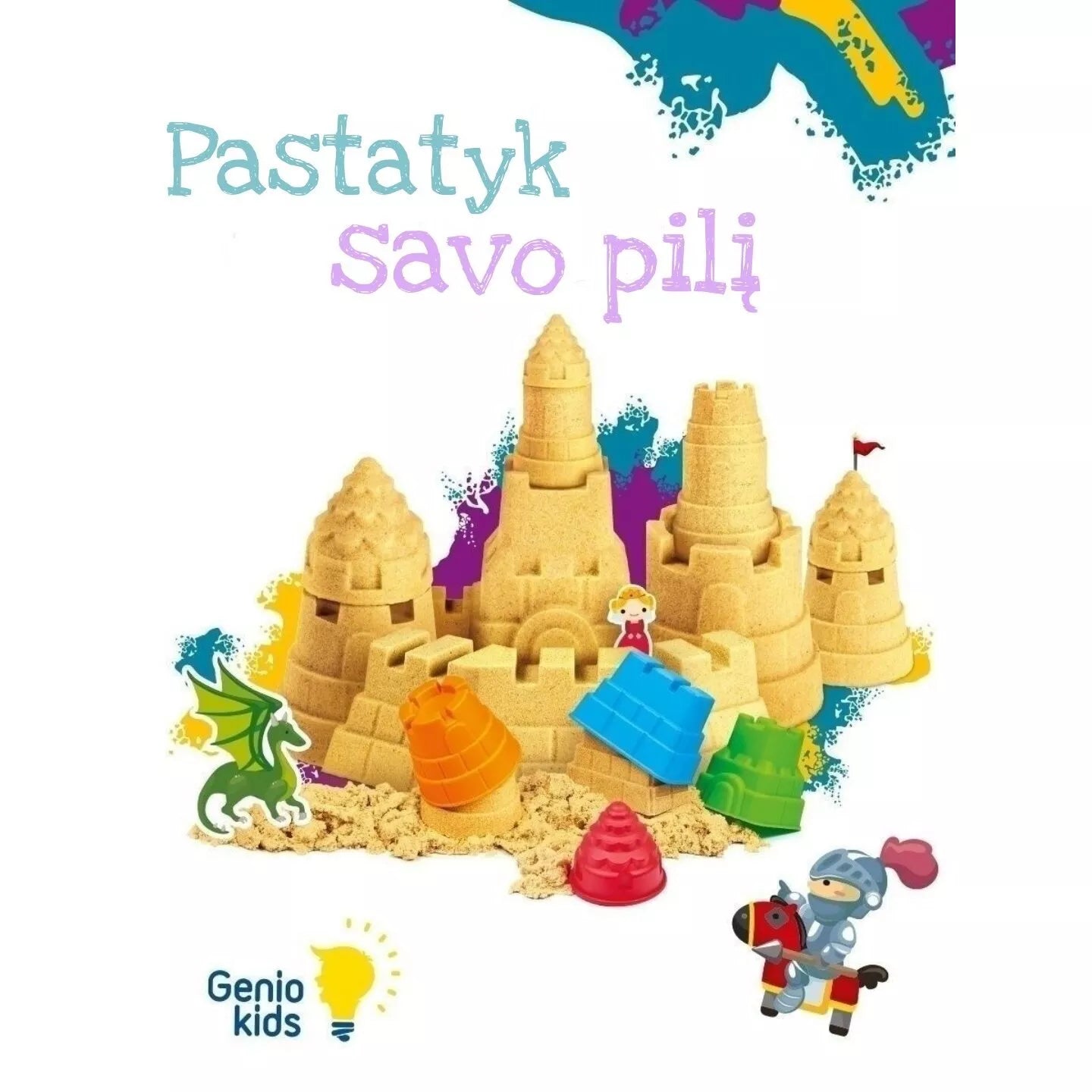 Genio kids rinkinys išmanusis smėlis Pasakų pilis su formelėmis, 1kg
